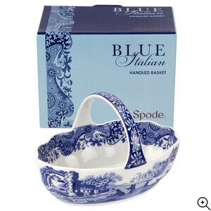 Spode Blue Italian Collectable 6” Handled Basket Blue Scenery NIB